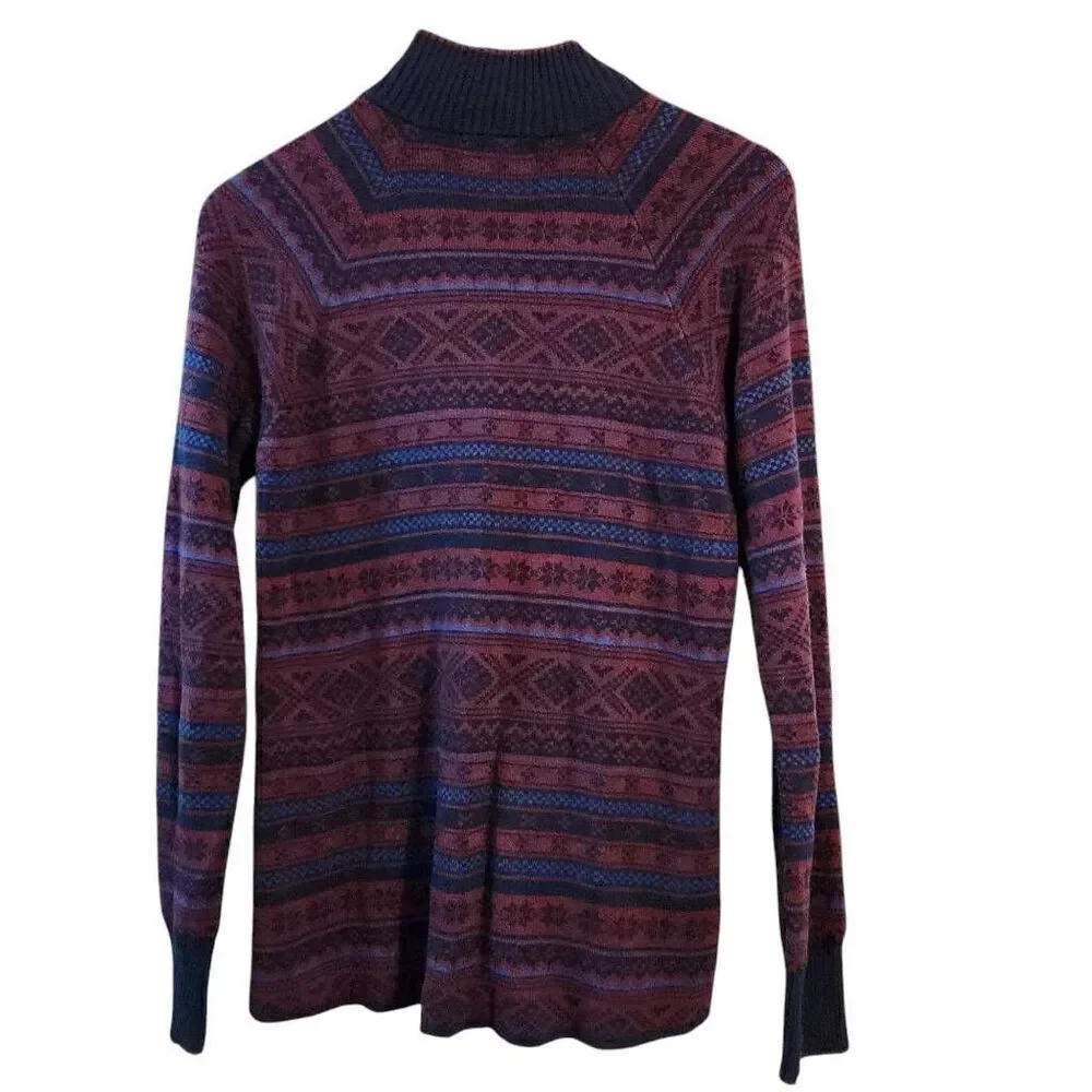 Eddie‎ Bauer Women's 1/2 zip Pullover Sweater Fair Isle Nordic size small